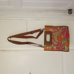 Colorful vintage Fossil crossbody double handle bag